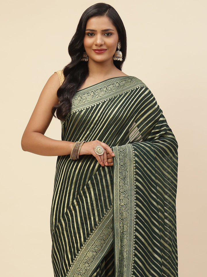 Plain Stripes Georgette Saree