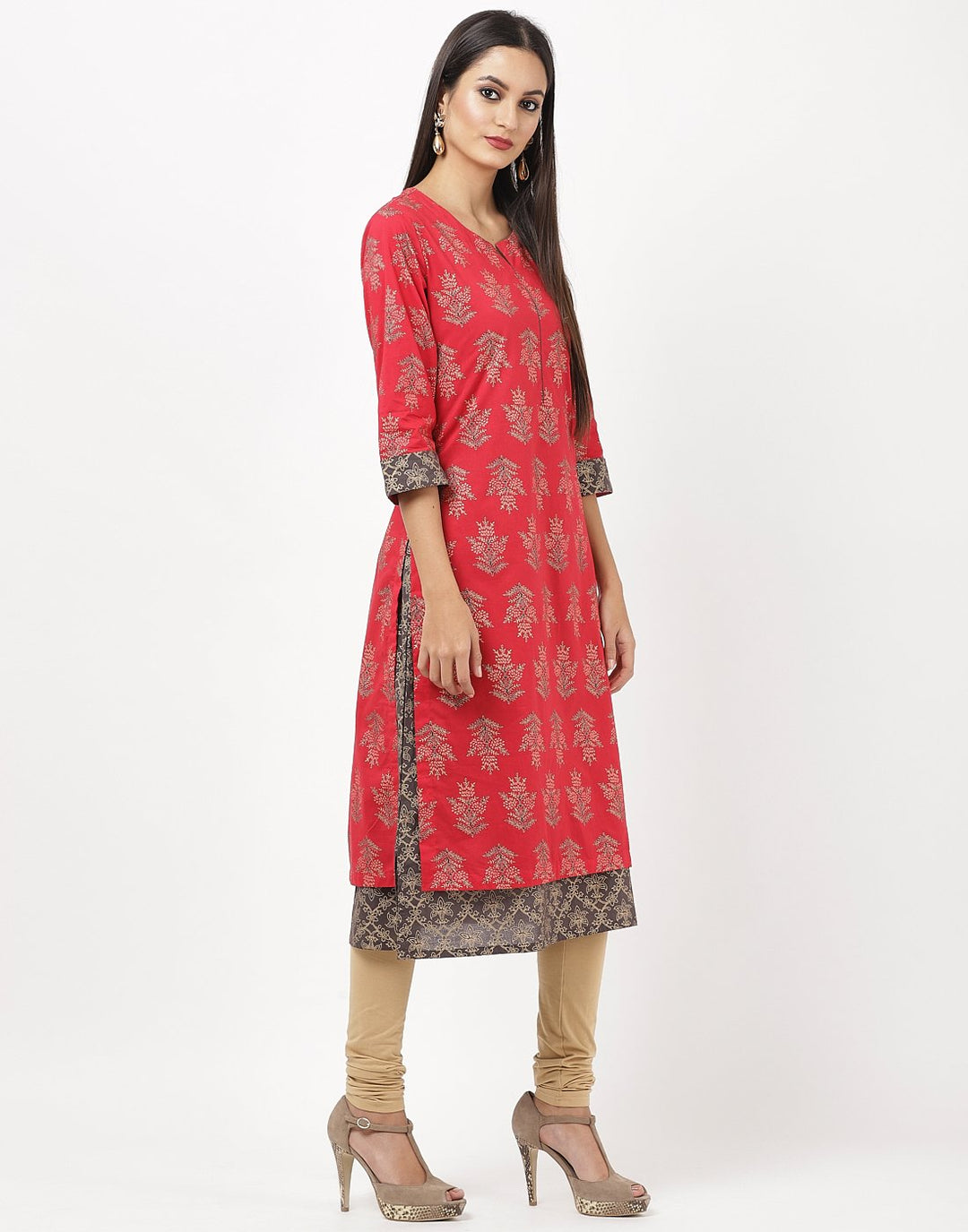 MBZ Meena Bazaar-Red Cotton Kurti