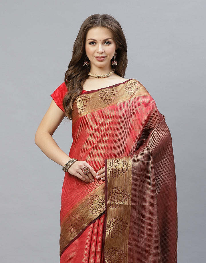 Jacquard Zari Border Art Handloom Woven Saree