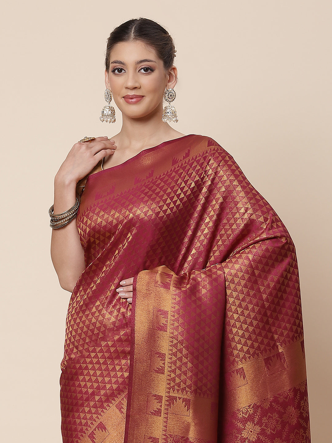 rocade Zari Jaal Art Handloom Woven Saree