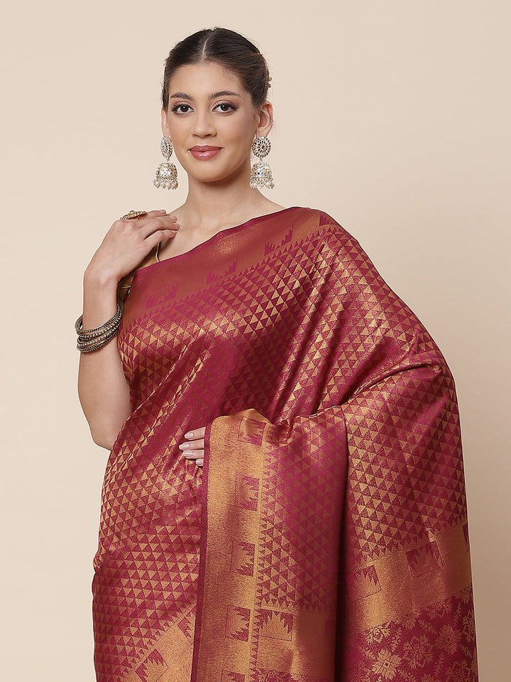 rocade Zari Jaal Art Handloom Woven Saree