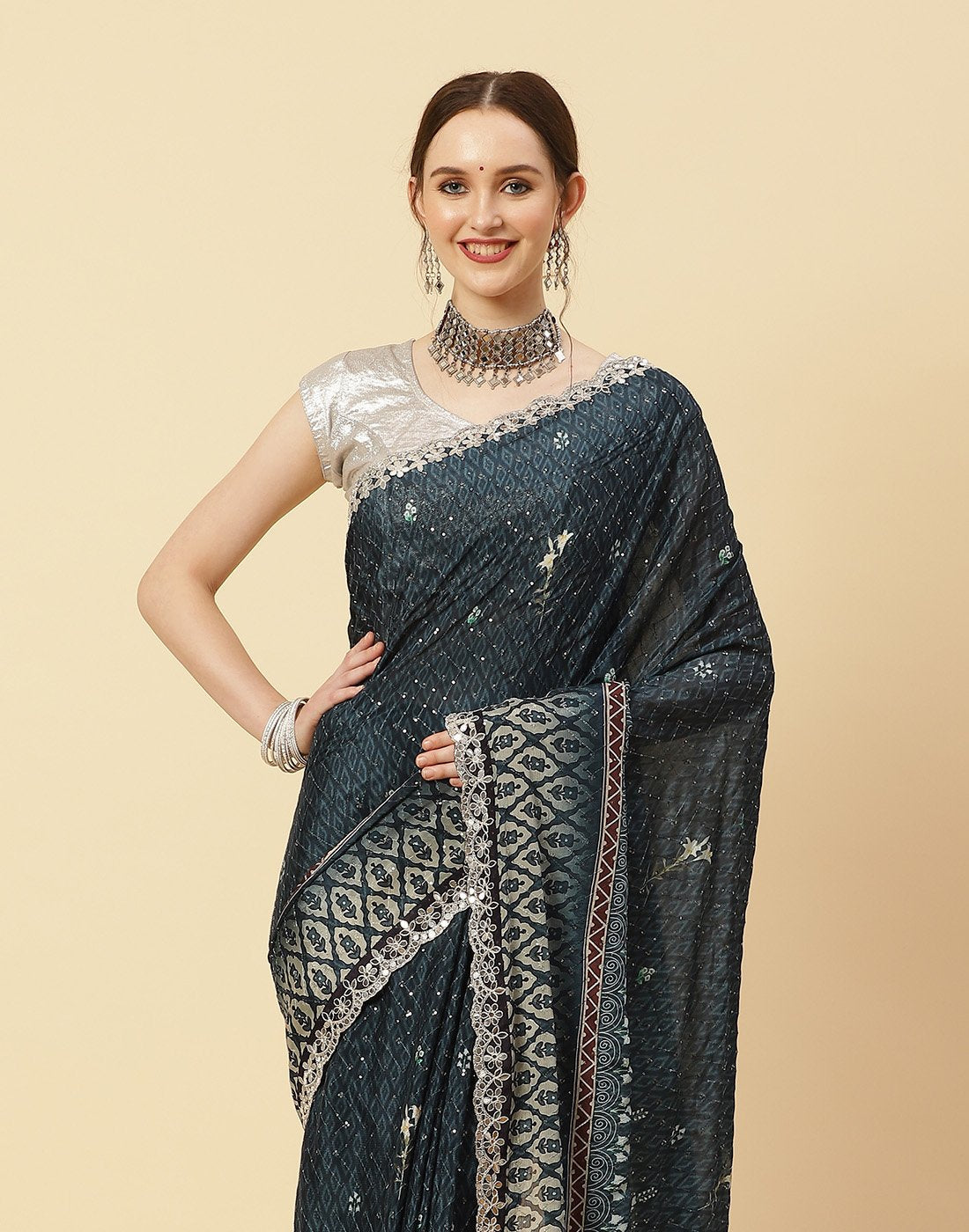 Printed Crepe Saree