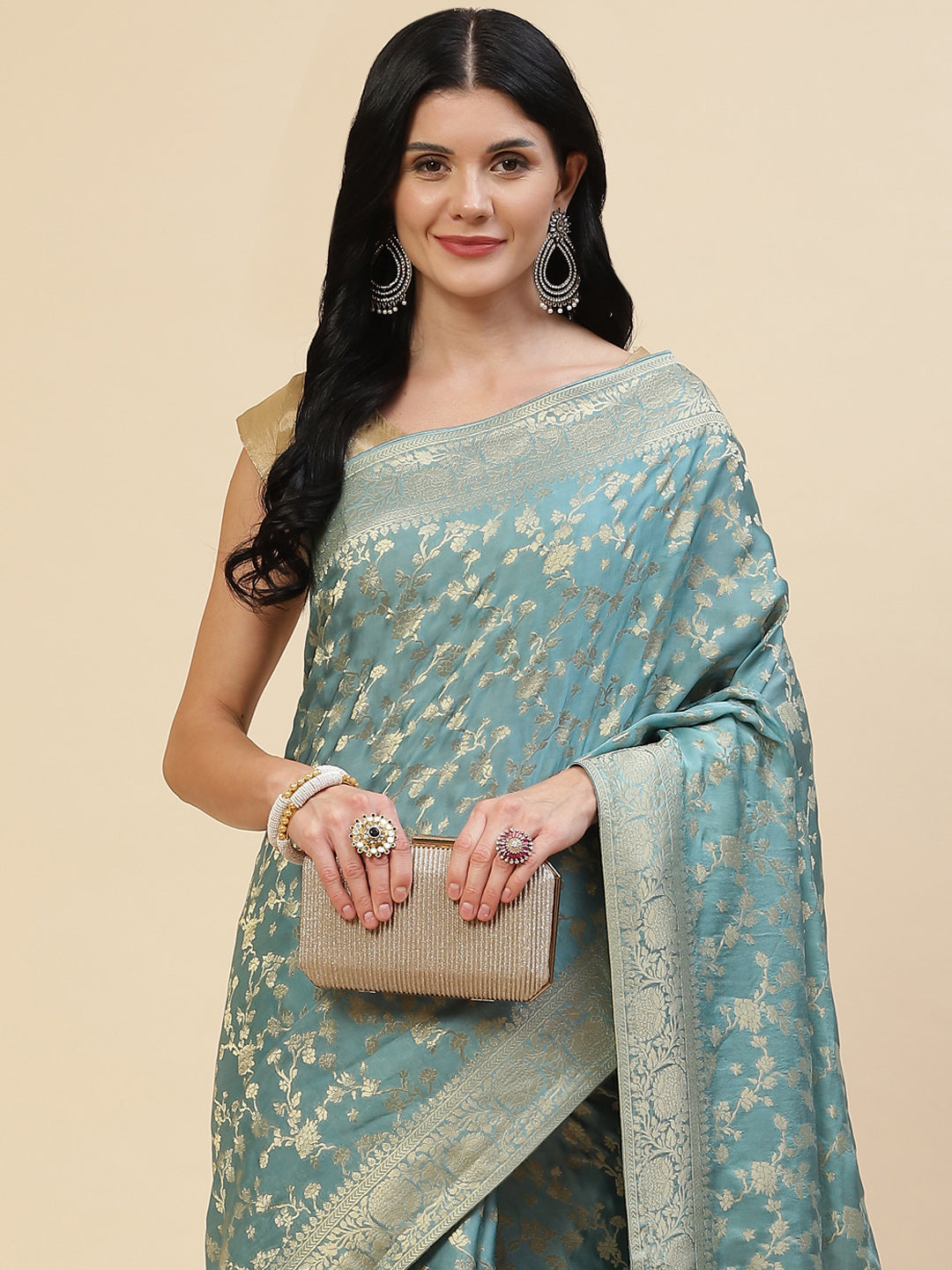 Zari Jaal Satin Woven Saree