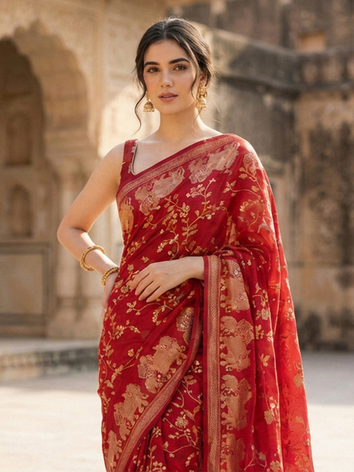 Plain Crepe Saree