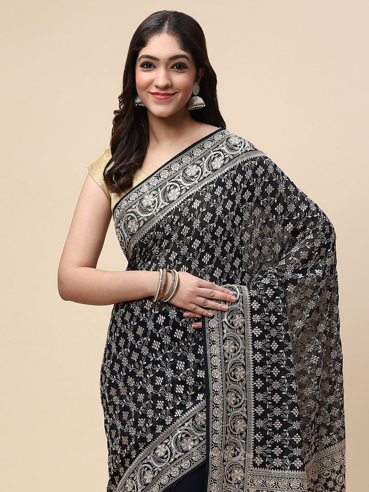 Resham Jaal Embroidered Georgette Saree