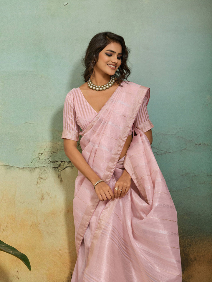 Woven Design Tissue Linen Saree