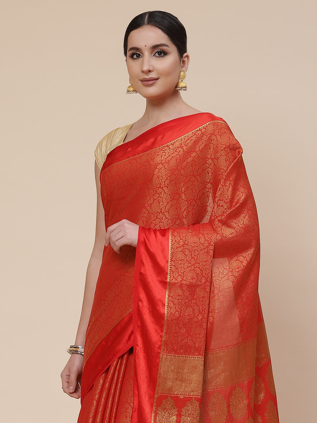 Light Brocade Georgette Plain Saree