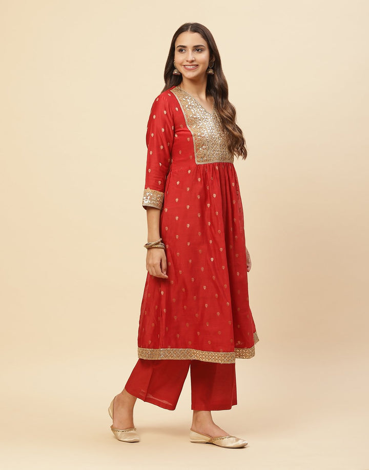 Embroidered Gota Work Anarkali Kurti With Palazzo
