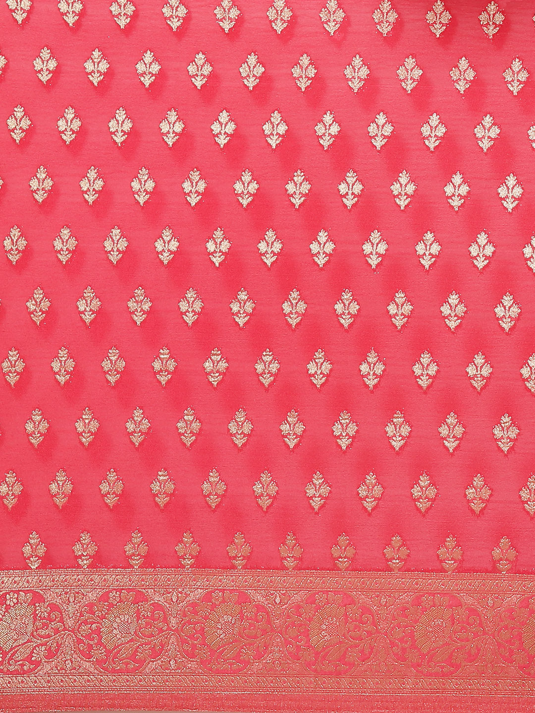 Zari Border Booti Crepe Woven Saree