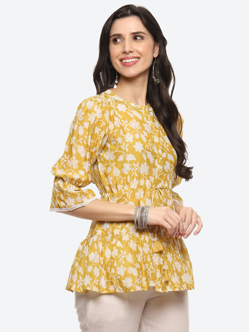 Floral Printed Muslin Kurti