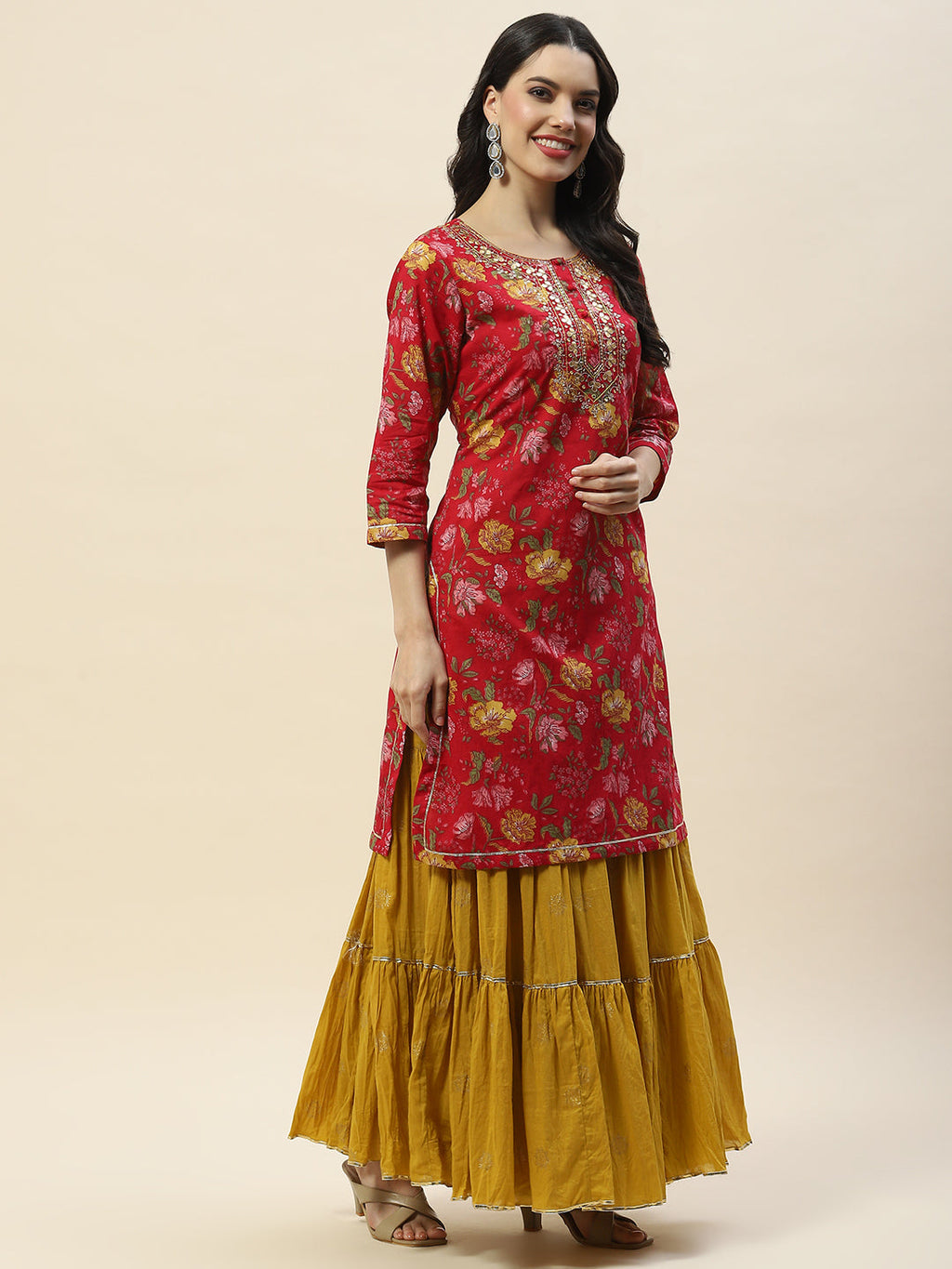 Printed Cotton Kurta With Sharara