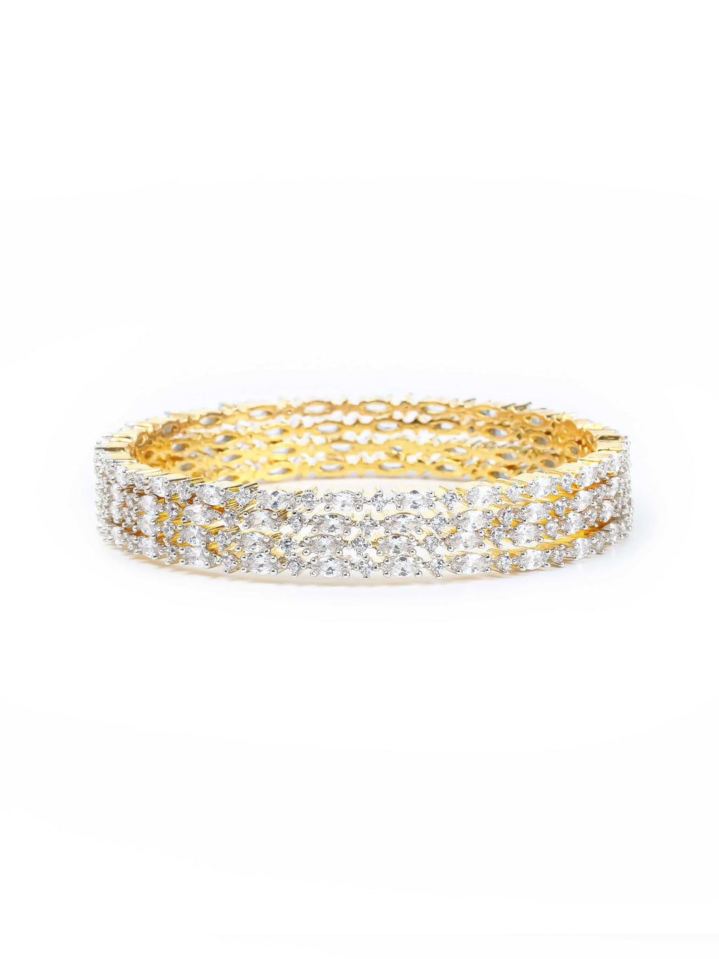 Gold & White AD Bangles Set