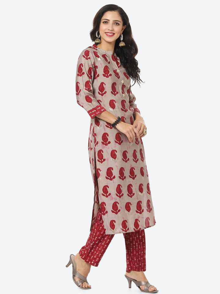 Paisley Printed Muslin Kurti With Pant