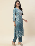 Floral Printed Muslin Kurta With Pants