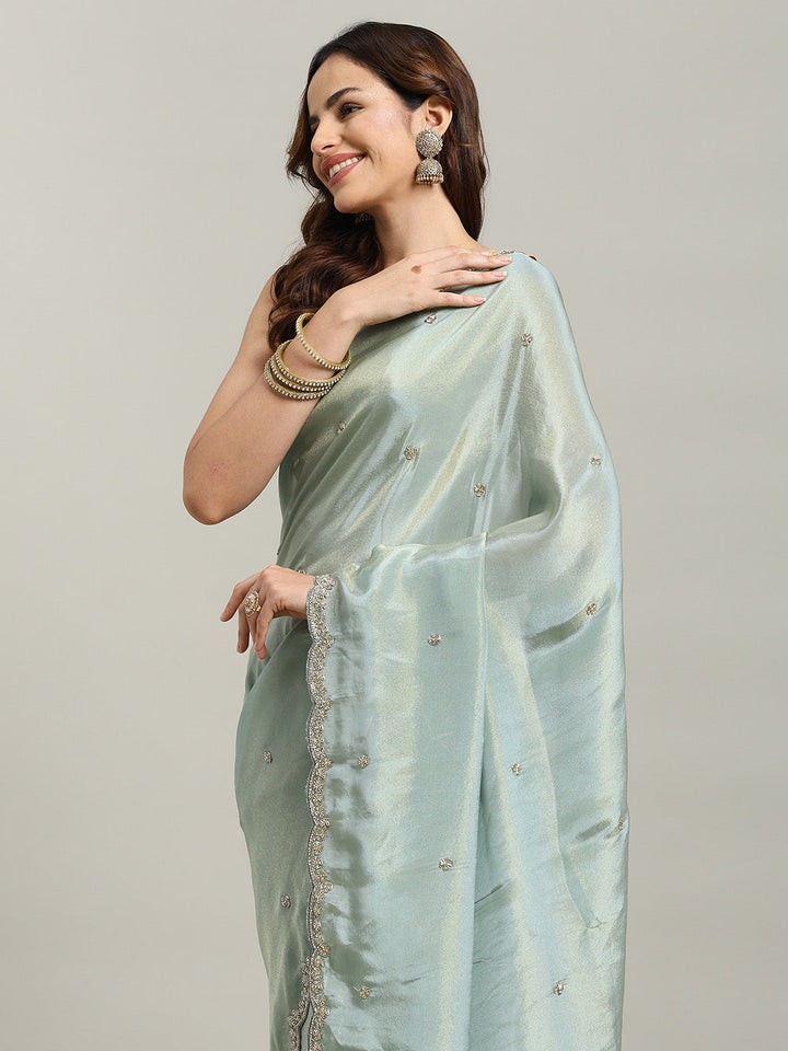 Stone Embroidery Tissue Saree