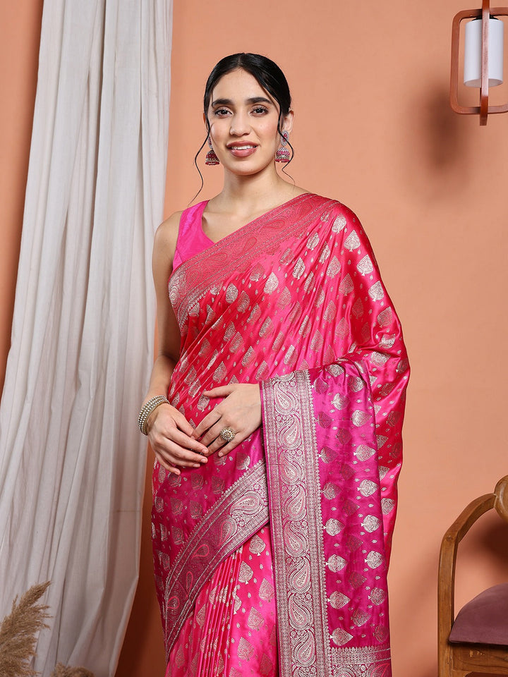 Woven Design Satin Saree