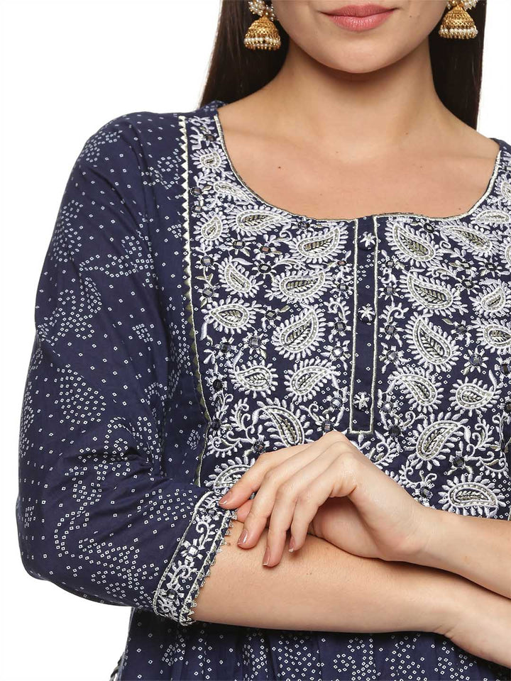Printed Cotton Kurta With Pants
