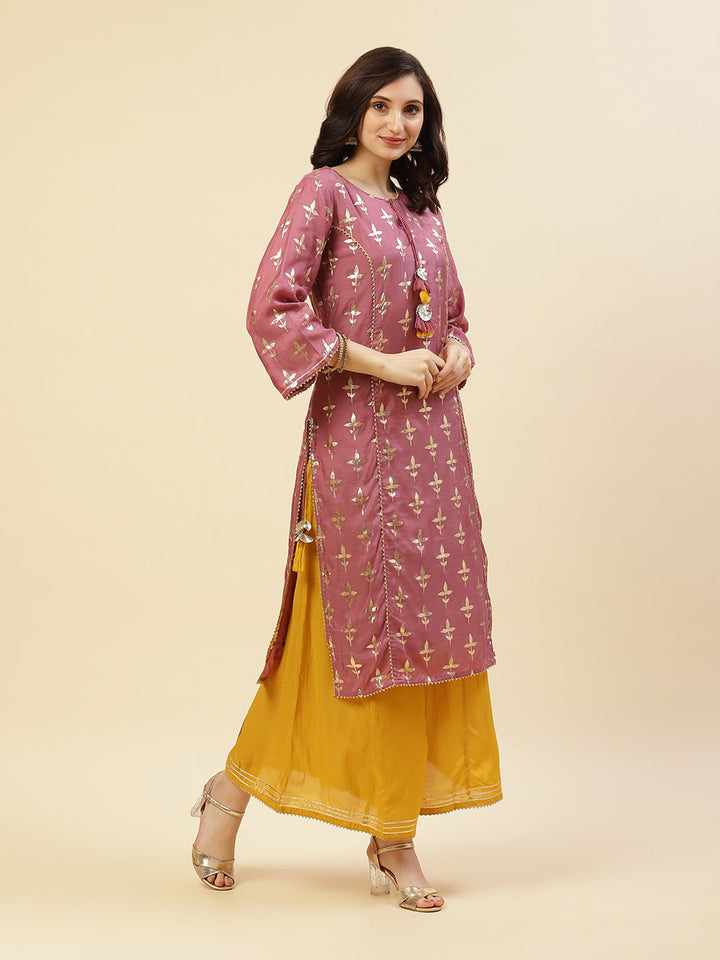 Printed Cotton Muslin Kurti With Palazzo