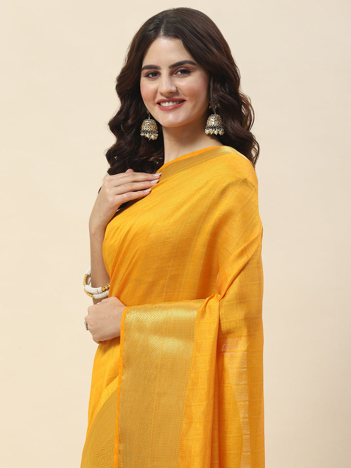 Plain Zari Border Woven Handloom Saree