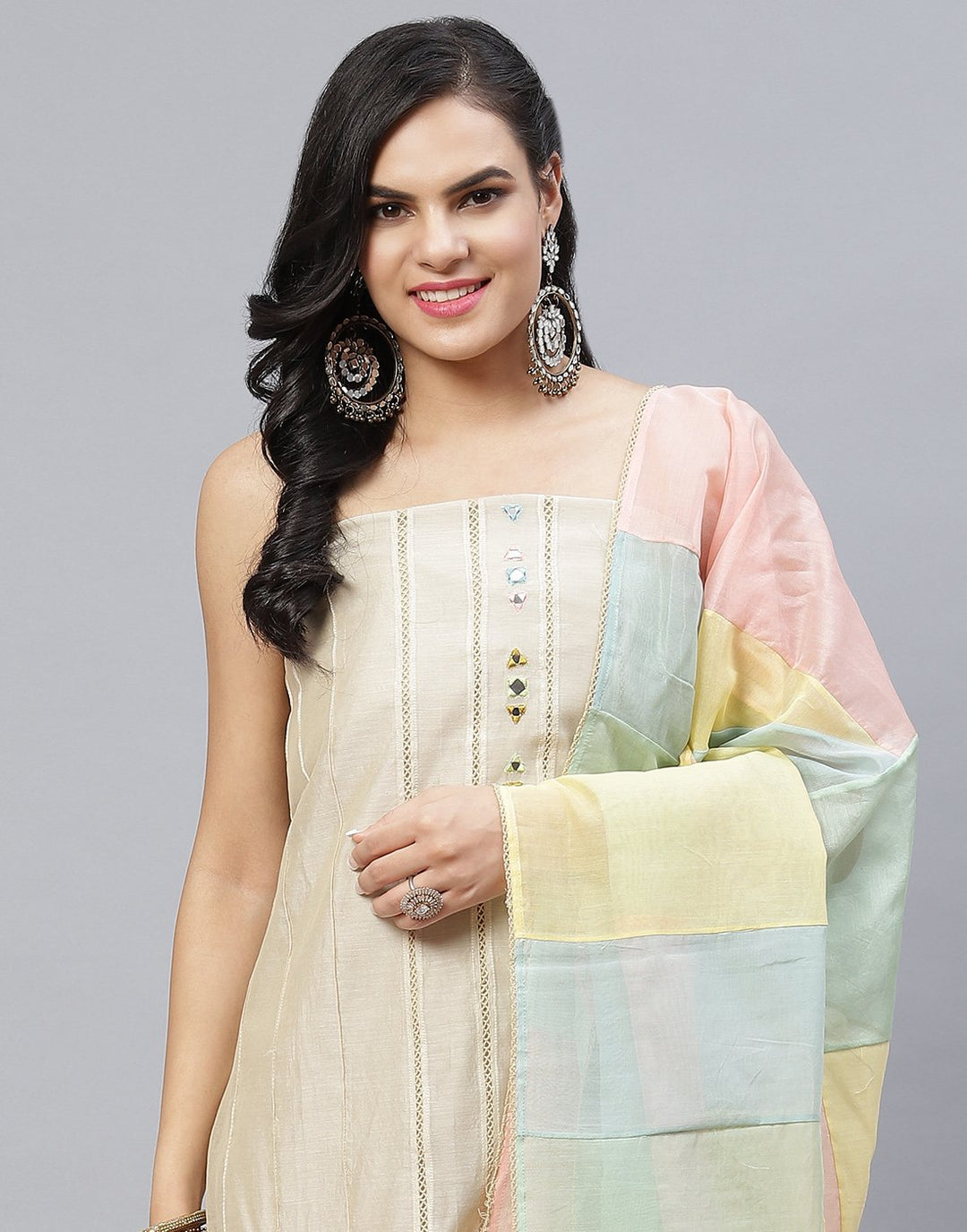 Chanderi Embroidered Suit Piece