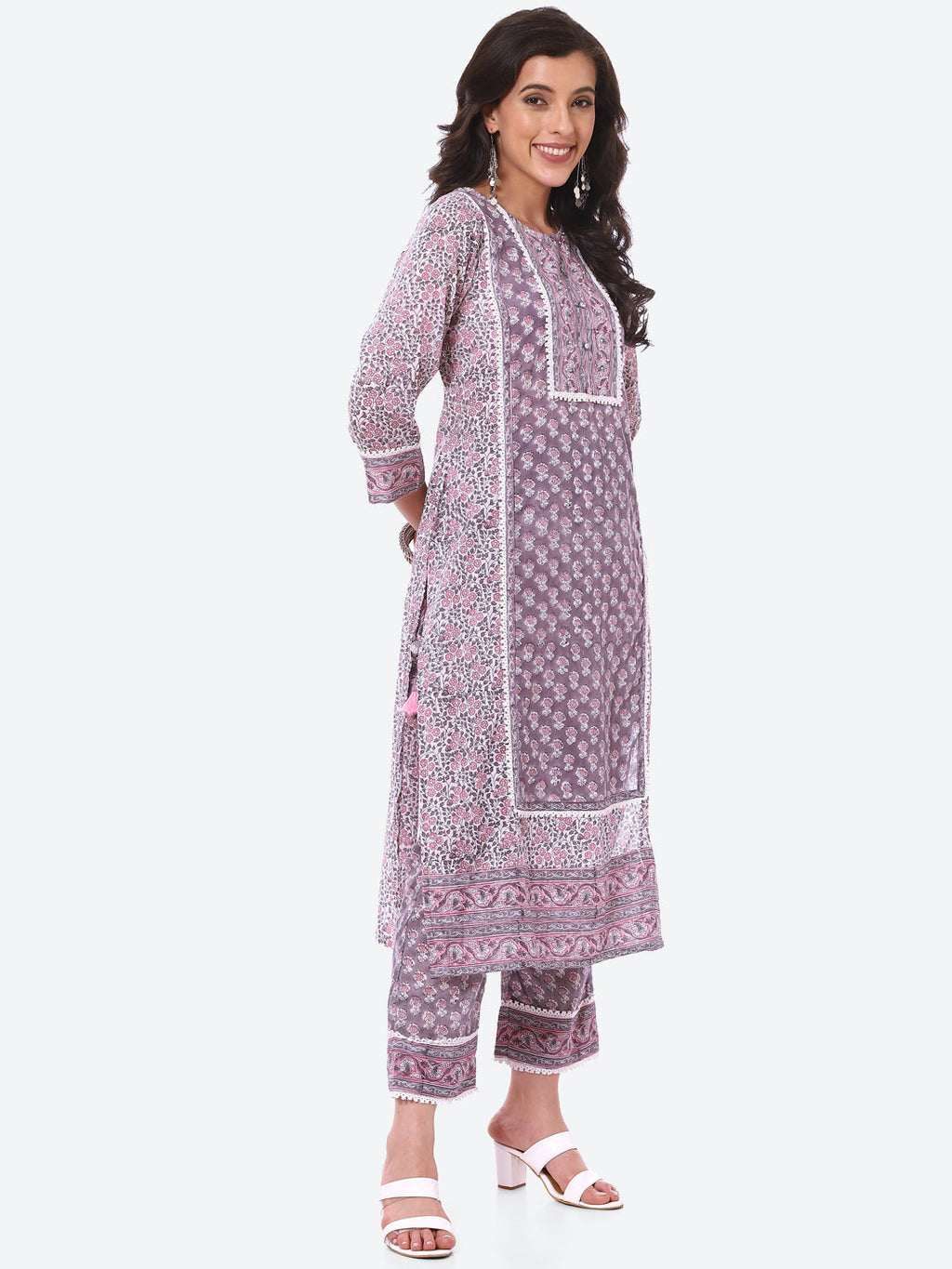 Floral Printed Cotton Kurta With Pant