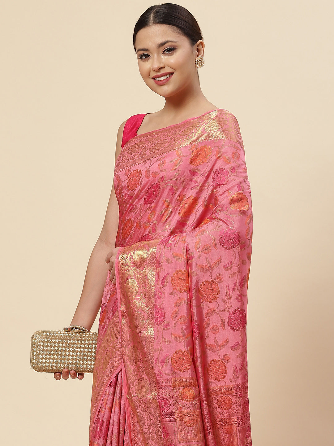 Floral Zari Jaal Handloom Woven Saree