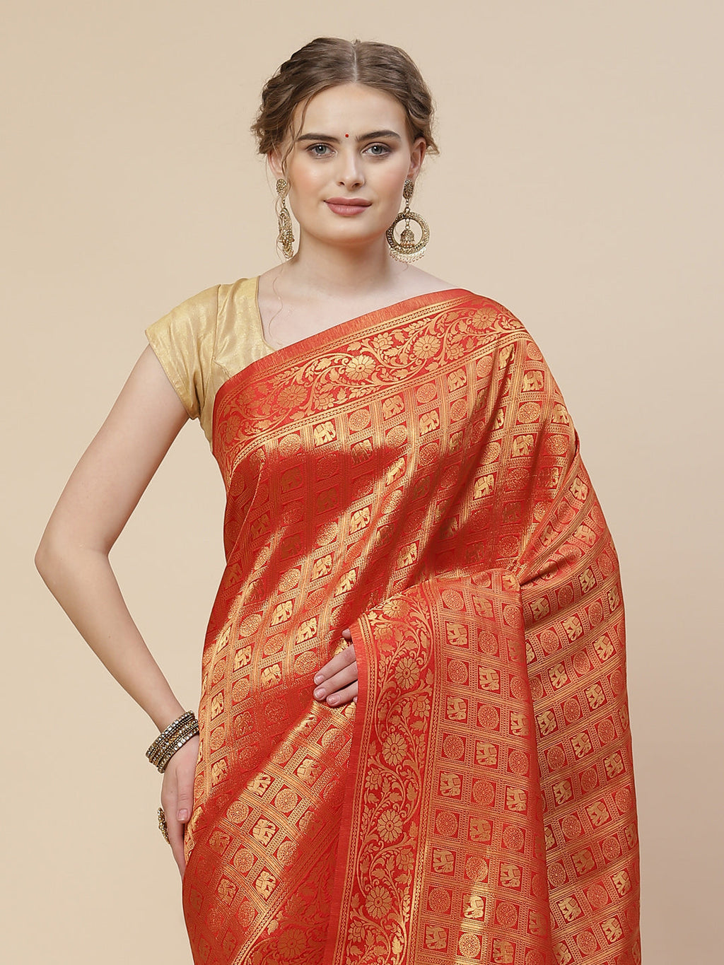 Brocade Zari Jaal Art Handloom Woven Saree