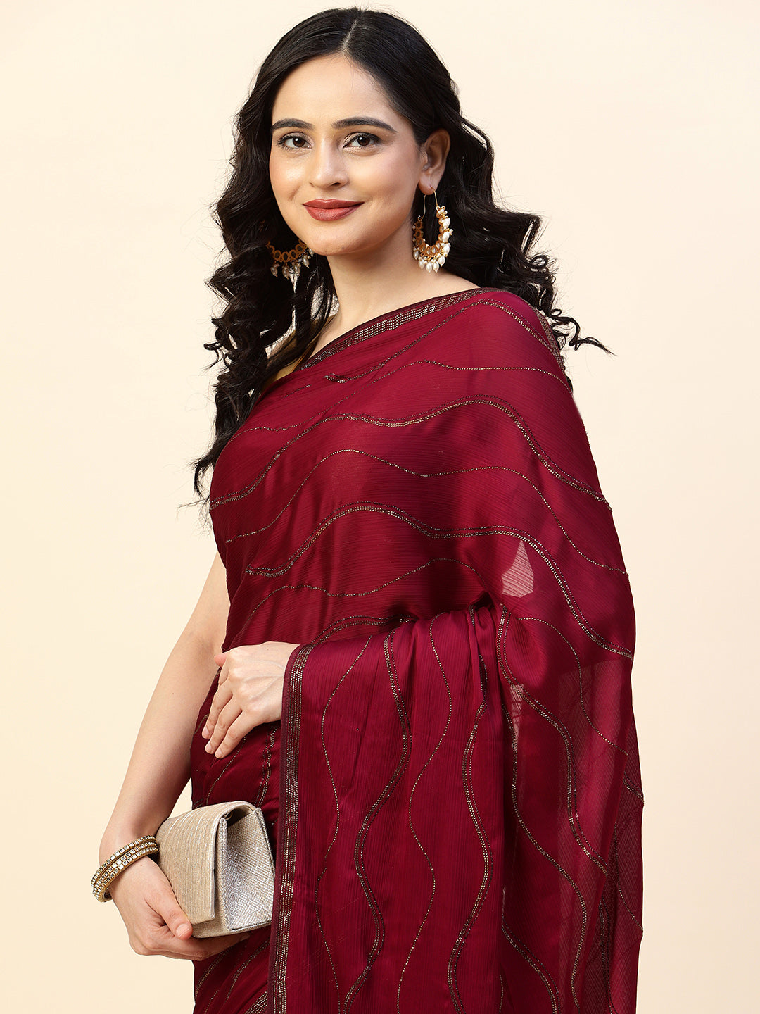 Swarovski Jaal Embroidered Chiffon Saree