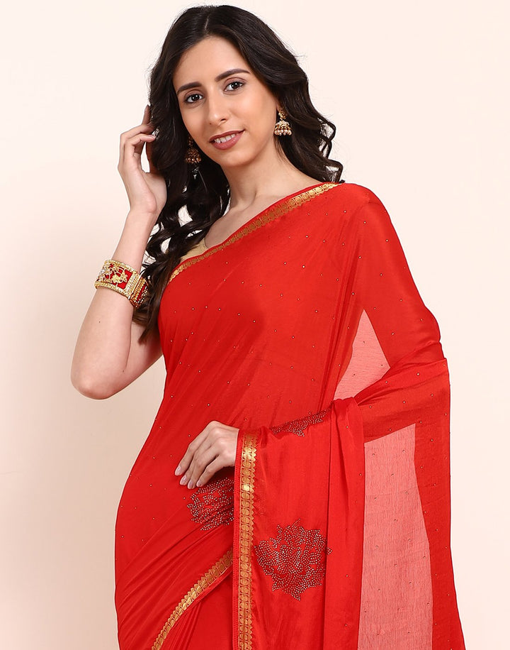 MBZ Meena Bazaar-Yellow Art Crepe Saree