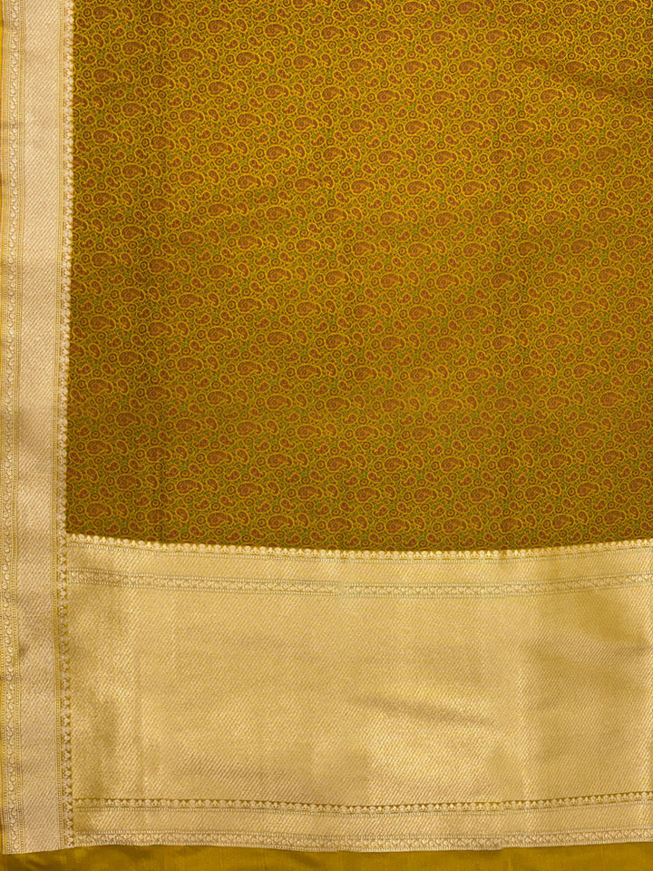 Mustard Woven Design Satan Resham Banarasi Saree
