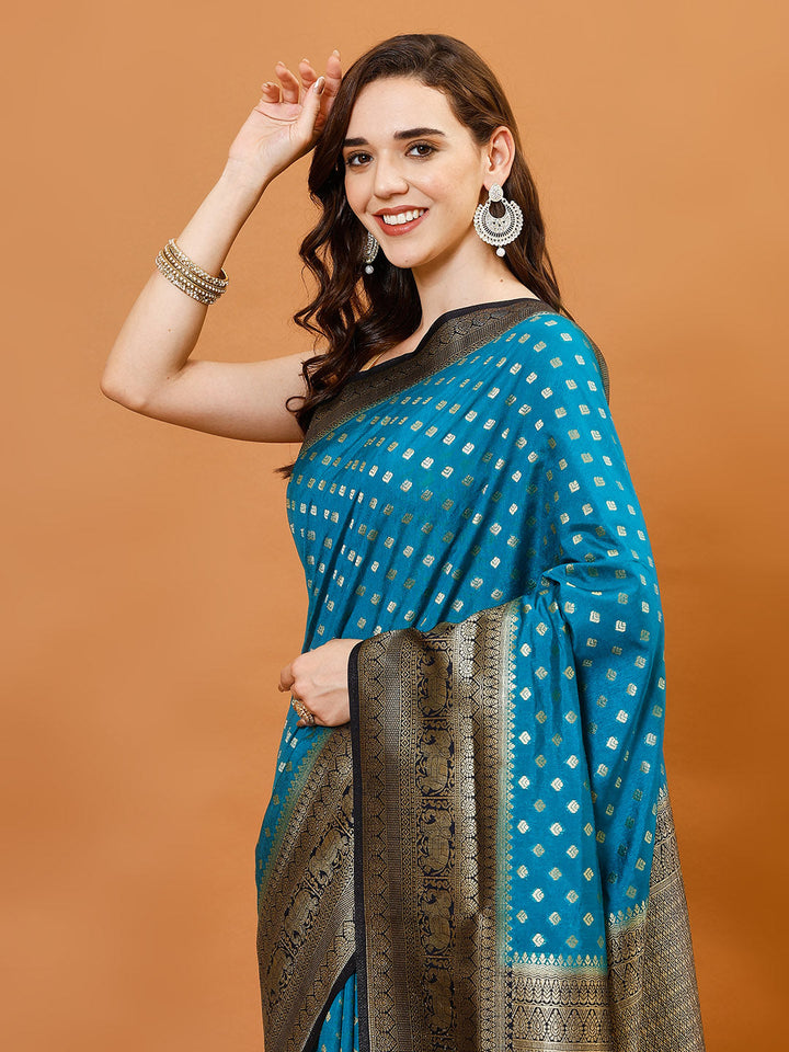 Zari Border Booti Handloom Woven Saree