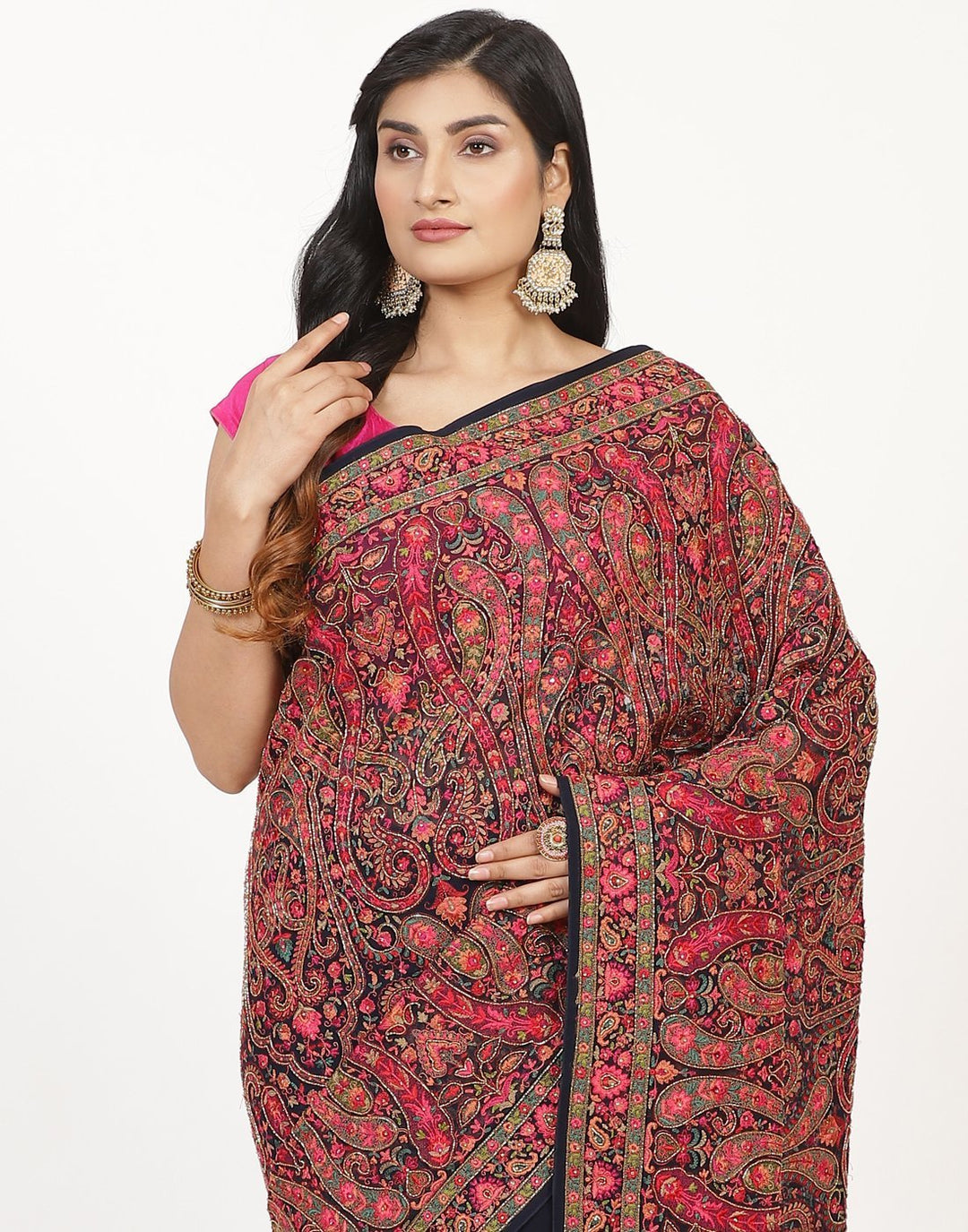 Georgette saree with multi-colour embroidery