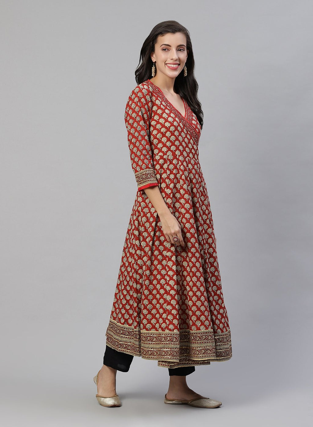 Printed Cotton Angrakha Kurti