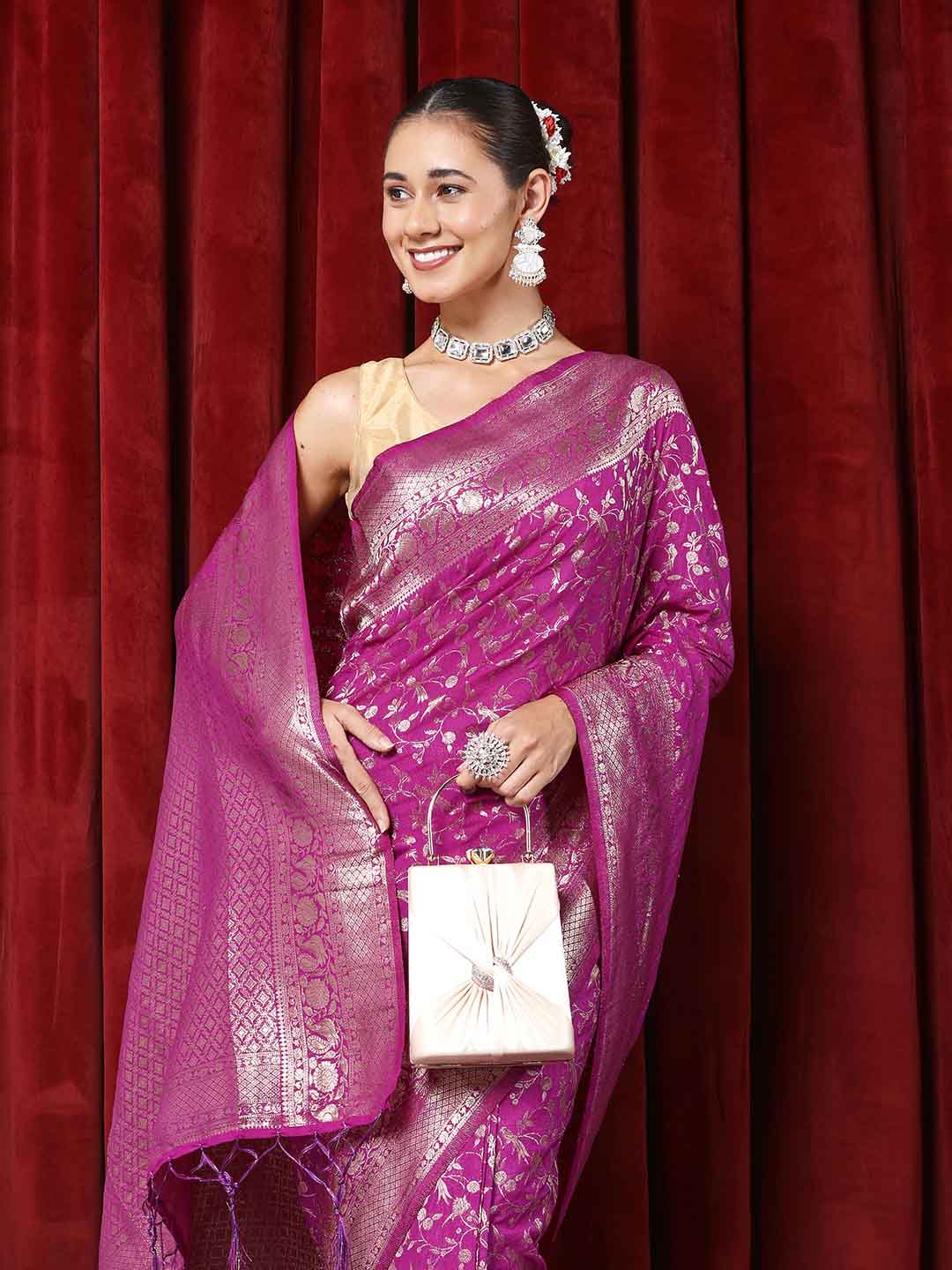 Zaari Jaal Woven Crepe Saree