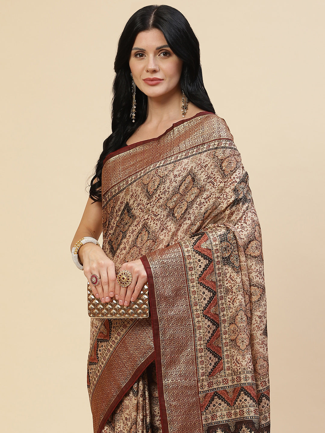 Abstract Printed Handloom Saree