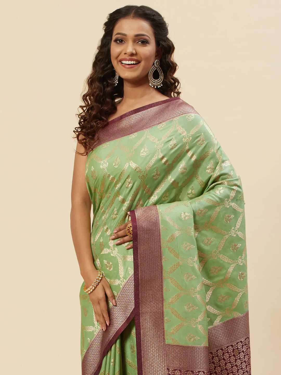 Zari Jaal Handloom Woven Saree