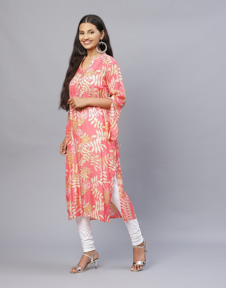 Floral Print Cotton Muslin Kurti