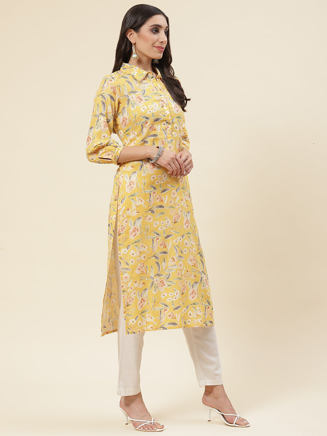 Floral Printed Muslin Kurta