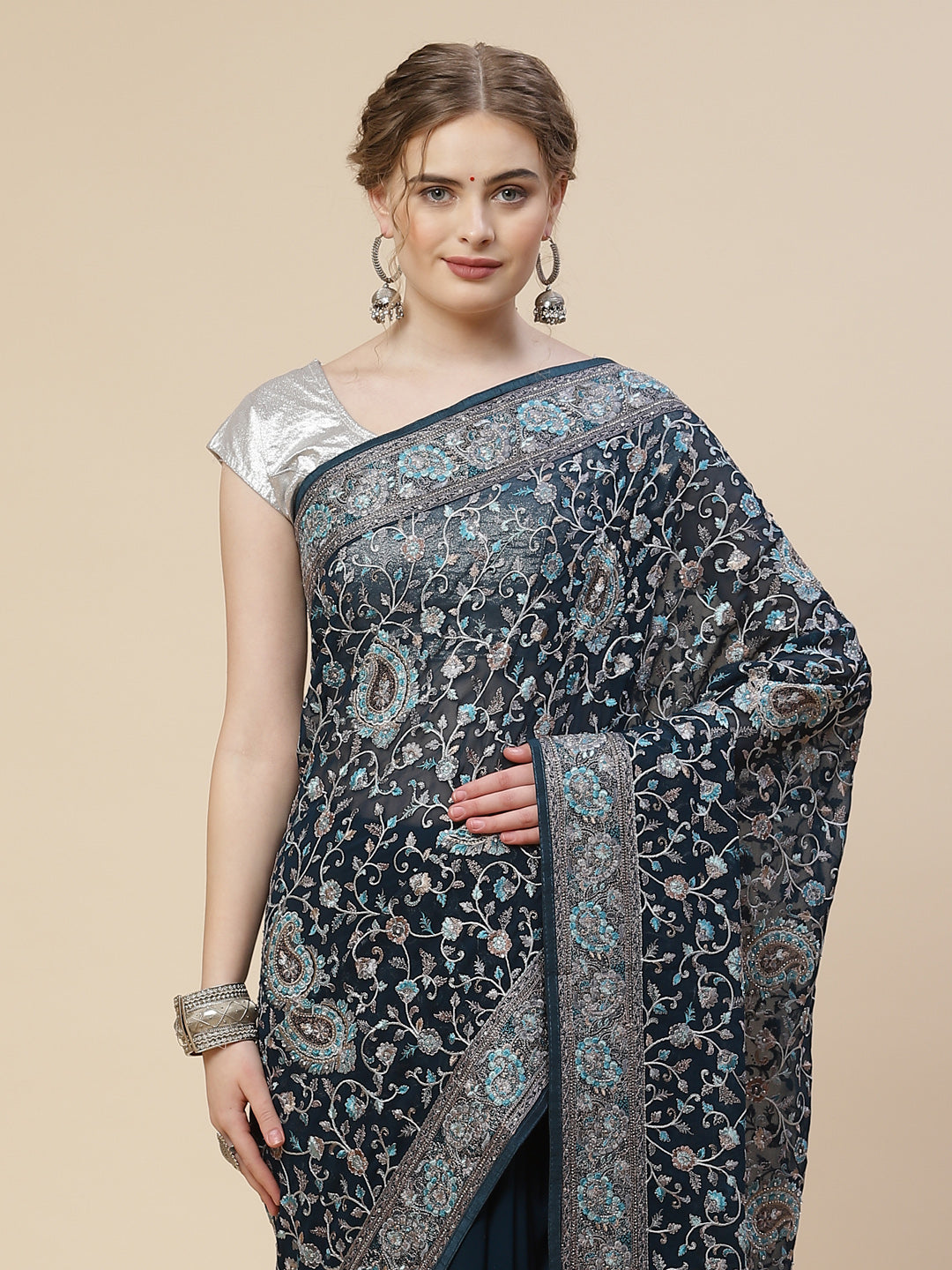 Resham Jaal Georgette Embroidered Saree