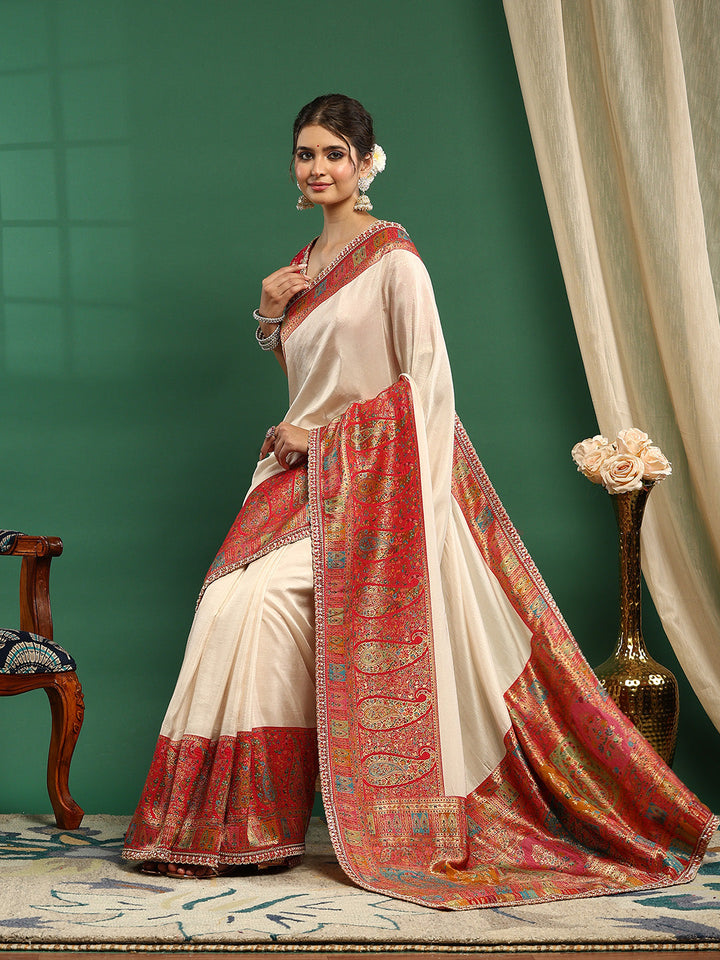 Embroidered Dola Silk Saree