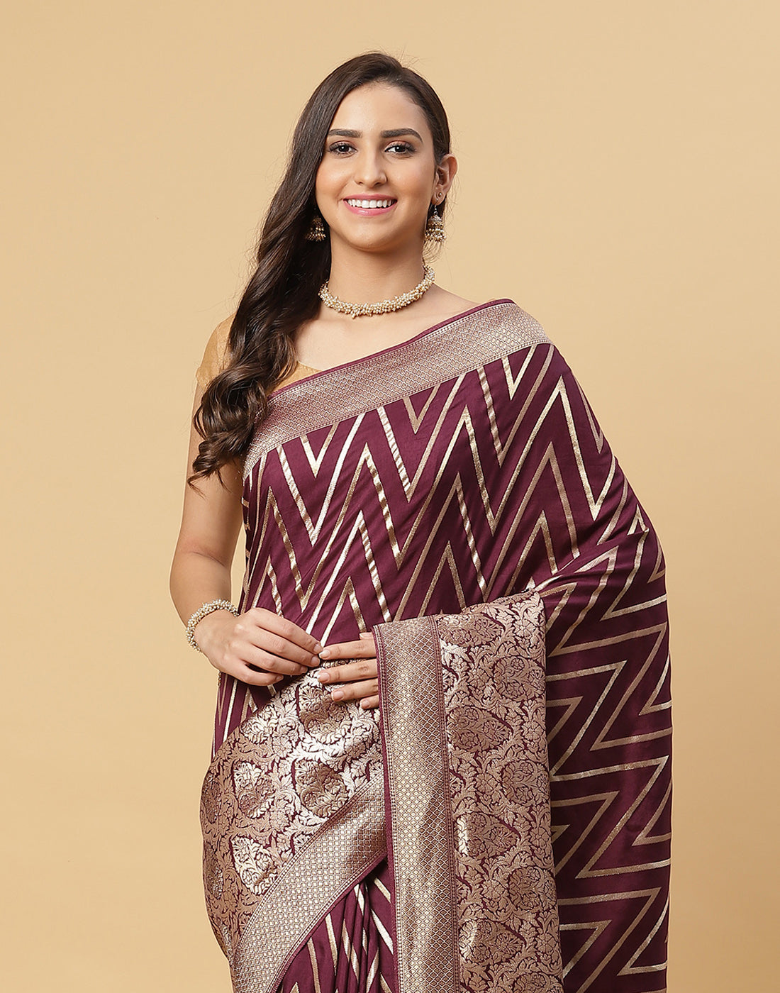 Zari Jaal Banarsi Plain Saree