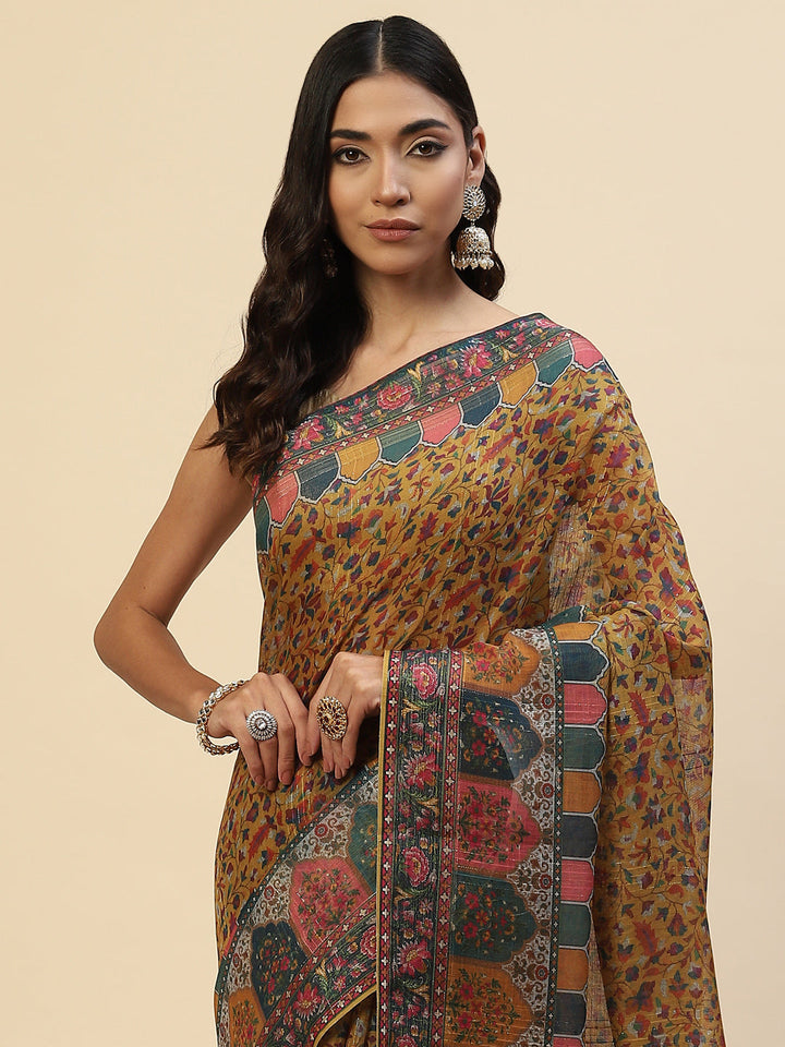 Digital Printed Sequin Cotton Saree