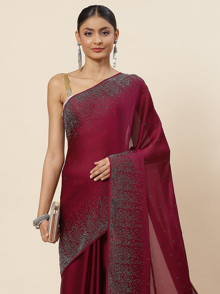 Swarovski Jaal Embroidered Crepe Saree