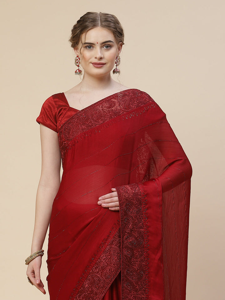 Resham Border Chiffon Embroidered Saree