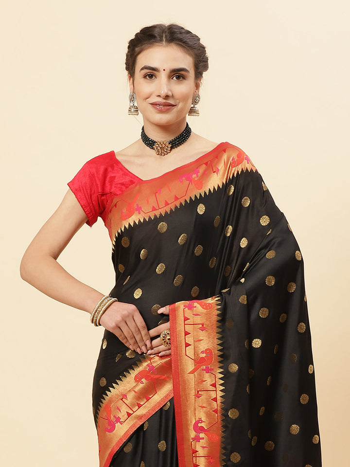 Paithani Silk Saree With Contrast Blouse