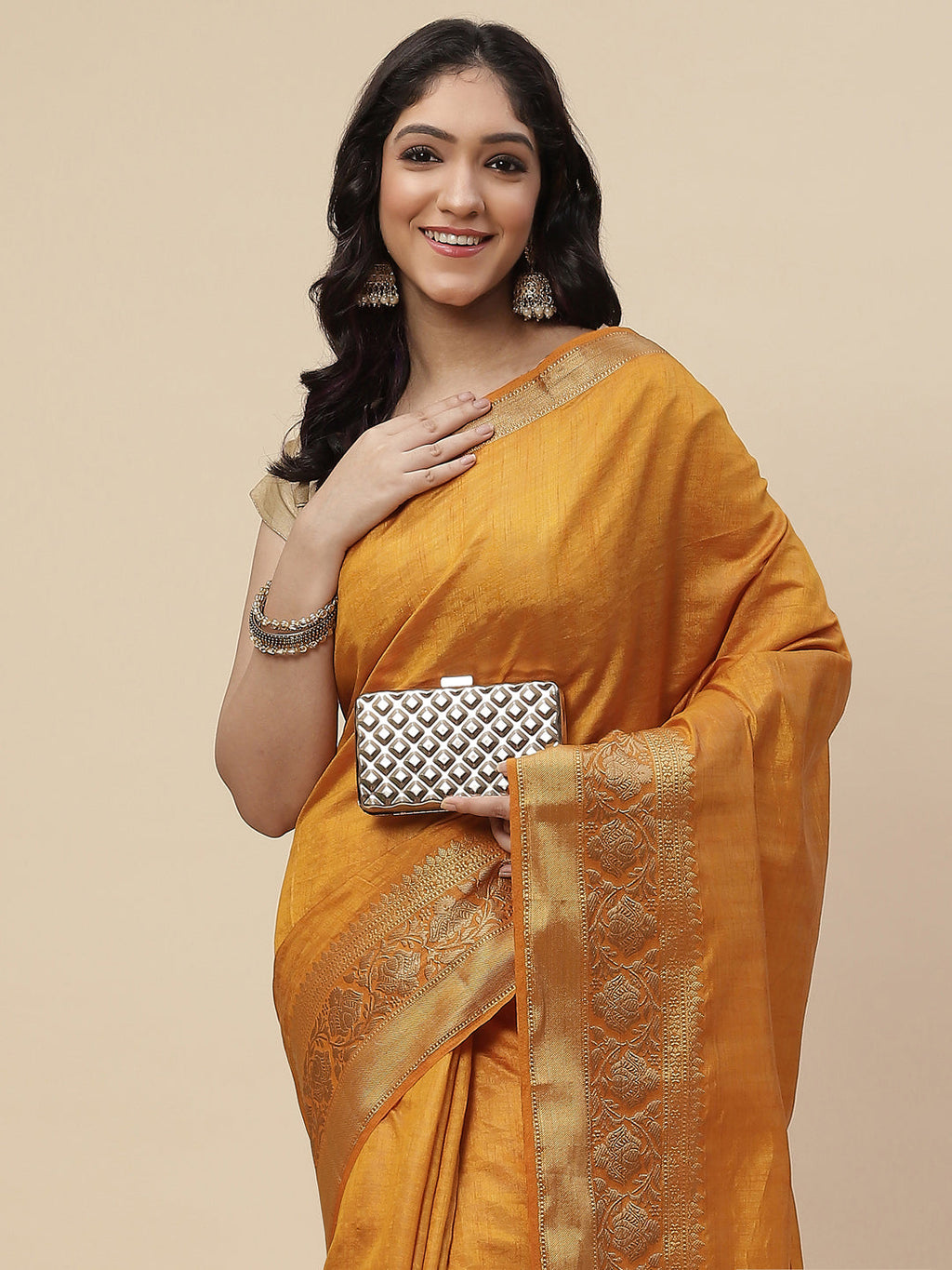 Plain Zari Border Handloom Woven Saree