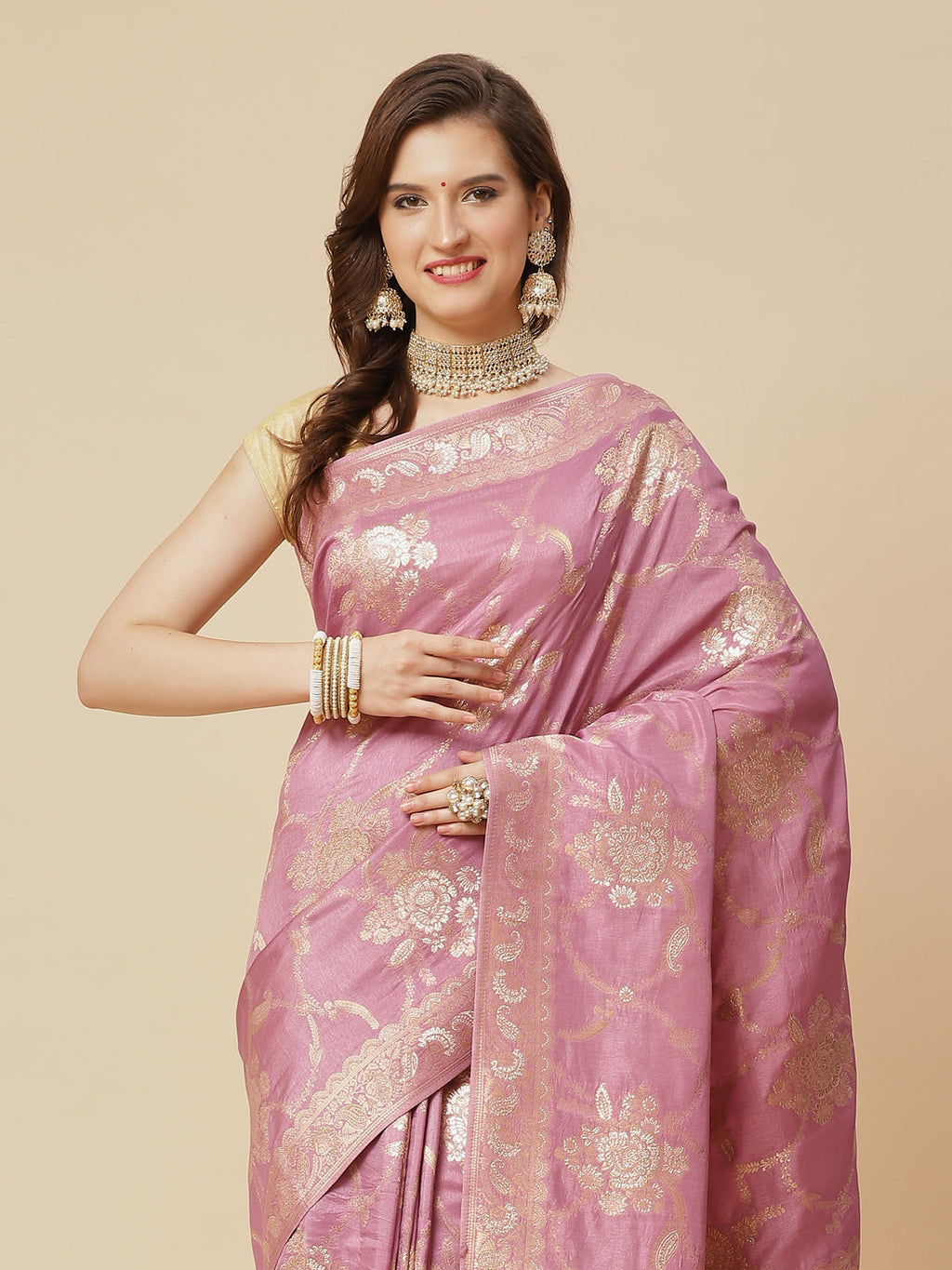 Zari Jaal Banarasi Woven Saree