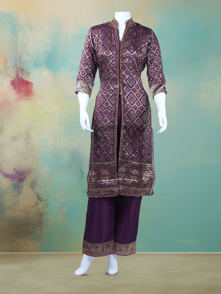 Banarasi Wave With Embroidered Kurta With Palazzo &amp; Dupatta