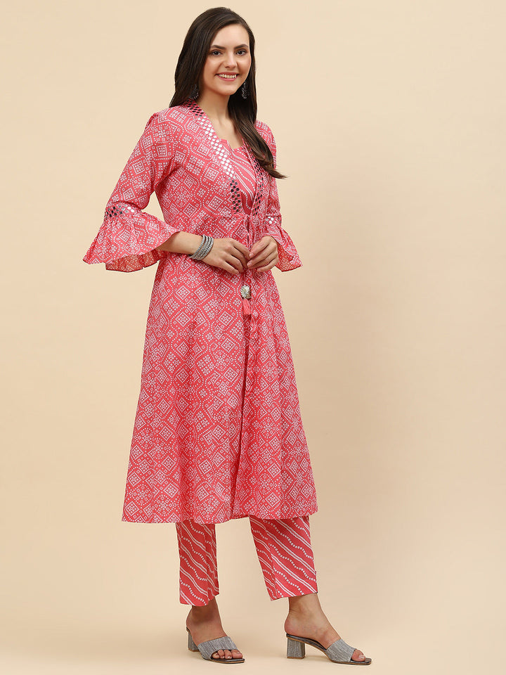 Printed Cotton kurta With Pants &amp; Jacket