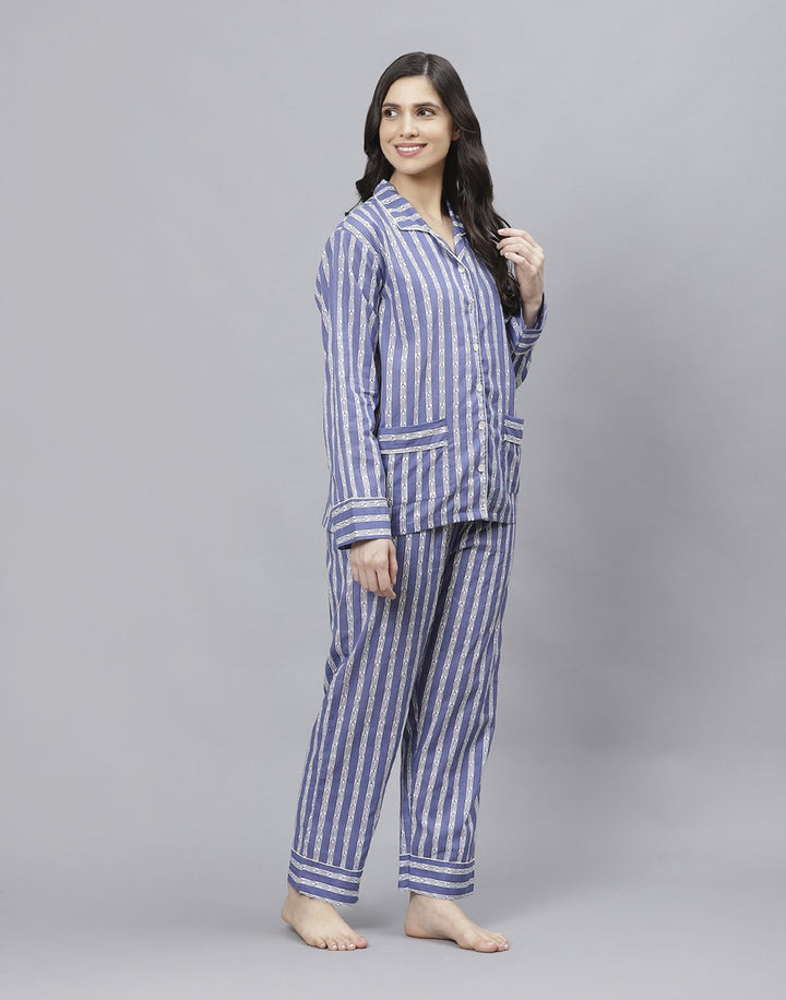 Blue Cotton Stripe Comfort Wear